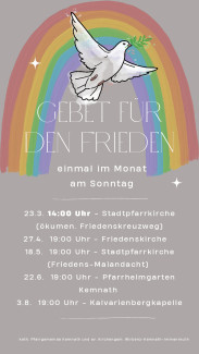 ökumenische Friedensgebete im März bis August 2025 als Plakat (Bild)
