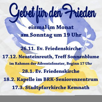 Plakat für die ökumenischen Friedensgebete von Oktober 2023 bis März 2024 (neu) als Plakat