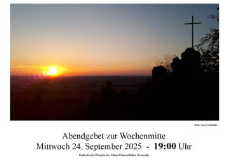 ökumenisches Abendgebet am Mittwoch, 24.09.2025, 19:00 Uhr