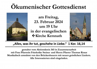 Plakat zum ökumenischen Gottesdienst am 23.2.2024