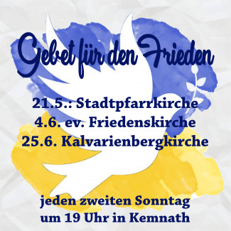 ökumenische Friedensgebete mit Terminen im Mai/Juni 2023 als Plakat