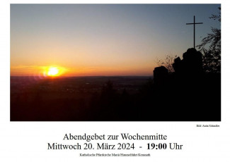 Einladungsplakat zum ökumenischen Abendgebet am Mittwoch, 20.3.2024, 19:00 Uhr