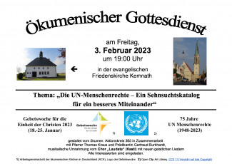 Plakat des ökumenischen Gottesdienstes in Kemnath am 3.2.2023
