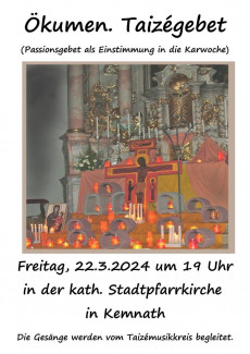 Plakat Taizégebet Kemnath am 22.3.2024 als kleineres Bild