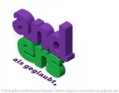 Anders als geglaubt (Logo in 3D, 704x660 Pixel, weiß umrandet in großer transparenter Box mit Rand)