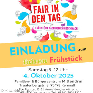 Plakat zum fairen Frühstück im Mittendrin (4.10.2025)